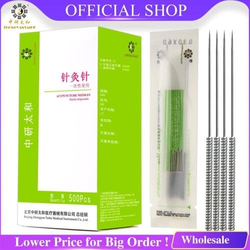 0.40mm All Size Zhongyan Taihe 500pcs 1Box Sterile Acupuncture Needle with Tube Free Shipping
