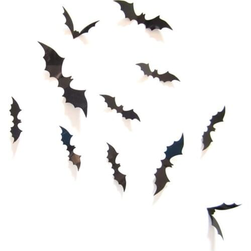 12PCS Halloween Bat Post Hotel Shopping Mall Festival Party Horror Atmosphere Decoration Black Red Bat Post