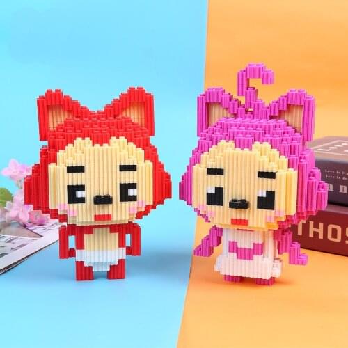 1498pcs+ Magic Blocks Figure Ali the Fox Peach Cartoon Diamond Building Bricks Toys For Children Gift