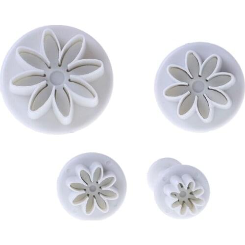 4Pcs Daisy Plastic Cake Mold Set Chocolate Cookie Cutter Fondant Decoration Tool