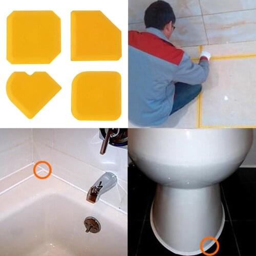 4 Pcs Silicone Glass Cement Scraper Sealant Grout Remover Home Finishing Caulking Tools Home Cleaning Hand Spatula Tool