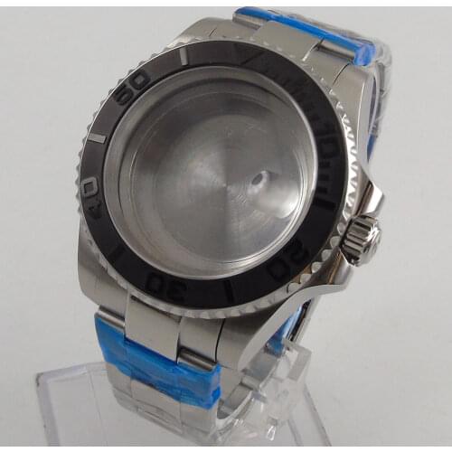 40mm Stainless steel Sapphire Glass Ceramic Bezel Watch Case set fit 8205 8215 821A 2836 Movement
