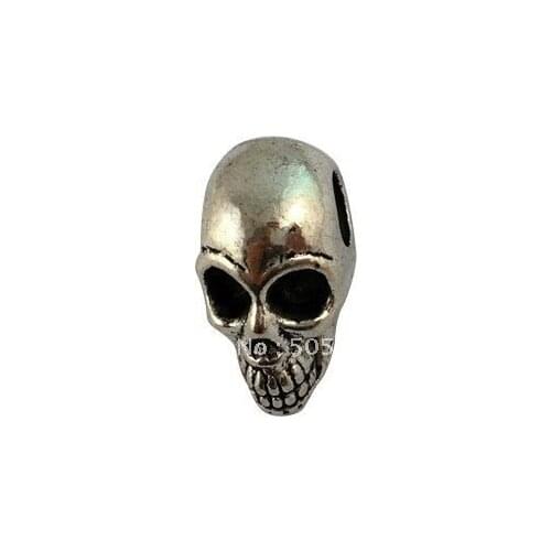 40Pcs Tibetan Silver Color skull beads W/big hole A16296