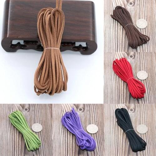 5 Yards 3mm Macrame Braided Faux Suede Cord Leather Lace DIY Handmade Beading Bracelet Making Flat Thread String Rope