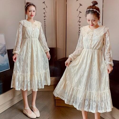 822# Nursing Maternity Clothing Loose Lace Patchwork Dress for Pregnant Women Pregnancy Nursing Dress