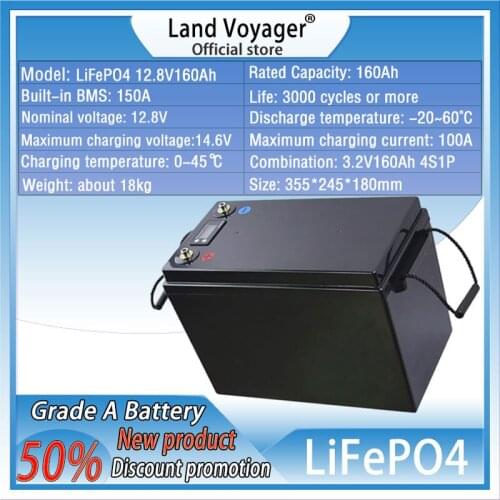 12V 150Ah 160Ah 180Ah LiFePO4 Power Batteries 3000 Cycles For 12.8V RV Campers Golf Cart Off-Road Off-grid Solar Wind