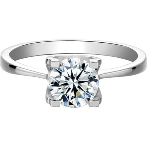 BOEYCJR 925 Silver 1ct D color Moissanite VVS Engagement Wedding Ring With national certificate for Women Gift