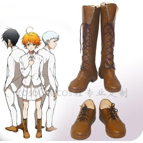 Anime The Promised Neverland Emma Norman Ray Cosplay Shoes Emma Brown Boots Yakusoku no Neverland Cosplay Boots Shoes
