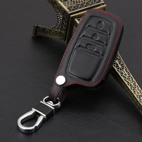 Remote Car Key Case Cover For Toyota Chr C-hr Land Cruiser 200 Avensis Auris Corolla Genuine Leather 3 Buttons Key Chain Case