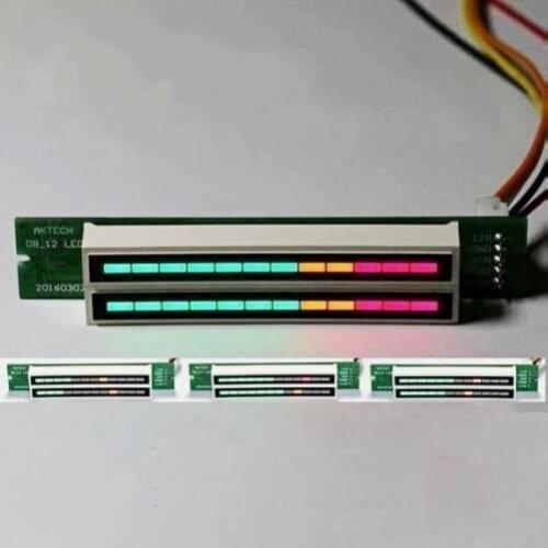 Dual 12 music Level indicator LED spectrum VU Meter Amplifier lamps Light Speed Adjustable Board for mp3 dc 7-12v