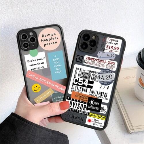 Retro Label Popular Barcode Luxury Silicone Shockproof Matte Phone Case For iPhone 11 12 Pro Max Mini X XS XR 7 8 Plus SE 2020