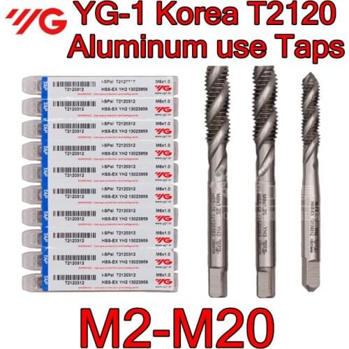 M2-M20 Made in Korea YG-1 T2120 HSS-E Aluminum use spiral Taps Processing: copper, aluminum and other non-ferrous metals
