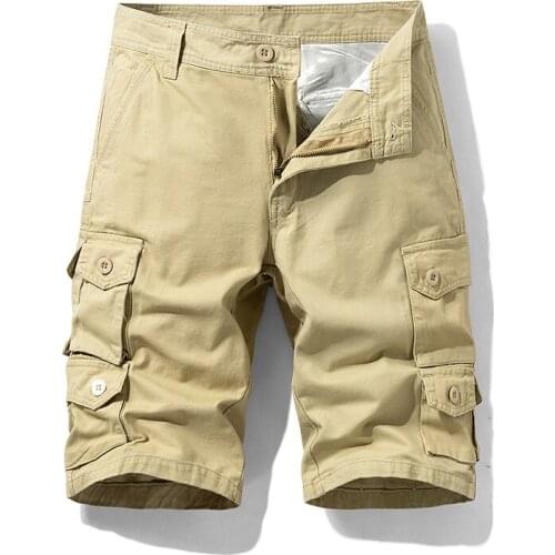 Hot Sell Mens Cargo Shorts 100% Cotton with Big Pockets Many Pockets Pants Botton Zipper 5 Colors Good Quality Menswear Welcome