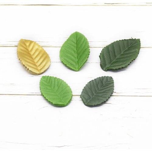 100Pcs Artificial green Leaves Cheap Silk Leaf For Wedding Home Decoration DIY Wreath Flowers for scrapbooking Craft Fake Flower