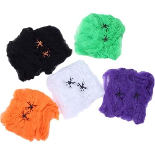 Artificial Spider Web Halloween Decor Stretchy Cobweb Horror Halloween Decoration for Bar Haunted House Festival Accessories
