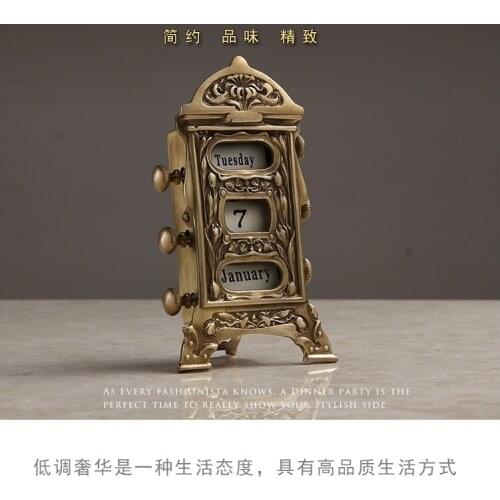 High-quality Pure copper calendar, retro decorations, manual calendar plate, copper office, student desk, desktop decorations