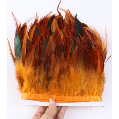 Colorful Natural Rooster Feathers Fringe Trim For Clothing Sewing 10-13Cm Chicken Feather Ribbon Dress Decoration Plumes Crafts