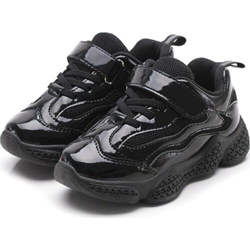 2020 new boys and girls high-top sneakers comfortable running shoes sneakers kids outdoor PU leather kids tennis red black