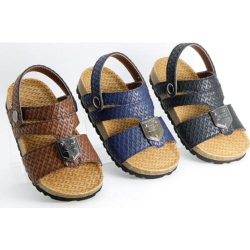 Summer Boys Sandals Flat Shoes Kids School 2021 New Design Soft Leather Corks Toddler Little 1-3-10 Years Old 2082