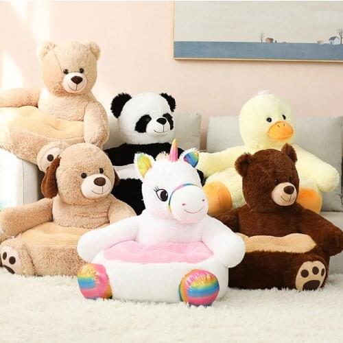 Lovely Cartoon Teddy Bear Unicorn Duck Panda Kids Sofa Chair Plush Toys Stuffed Cushion Seat Baby Nest Sleeping Bed Adult Pillow