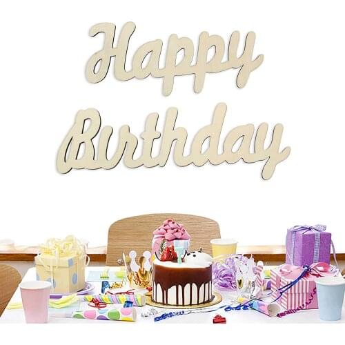 Happy Birthday Wooden Sign Unfinished Wooden Cutout Letters Plaque Wooden Letters DIY Sign Home Door Wall Birthday Party Dec