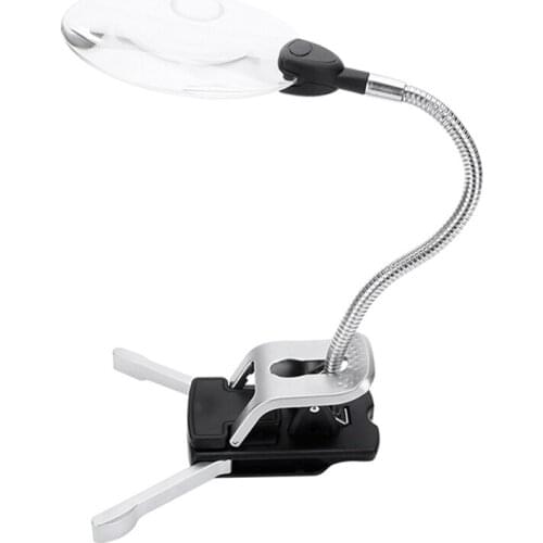 Desktop Illuminated Magnifier Magnifying Glass Folding Handsfree Magnifier for Reading Watch Repair