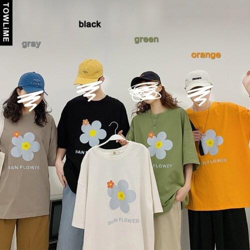 Summer New Men Oversized T shirts Stylish Floral Top For Women Flower Print Plus Size Harajuku Streetwear Pullovers Couple Tees