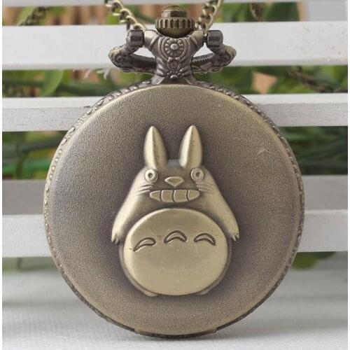 New Animation cartoon neighbor totoro Bronze antiques Flip clock students and men Necklace pocket watches