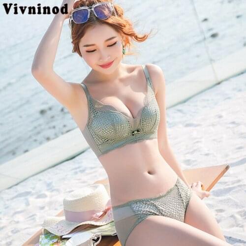 New Lace Wireless Bralette Underwear Set WireFree Triangle Bra Set Sexy Lace Lingerie Sets Bralette Deep-V Underwear Set ABC Cup