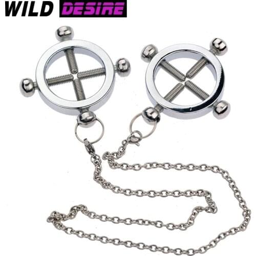 NEW BDSM Metal Stimulator Nipple Clamps With Chain Clips Bdsm Bondage Erotic Intimate Toys Sexy Tools For Women Breast Clamps
