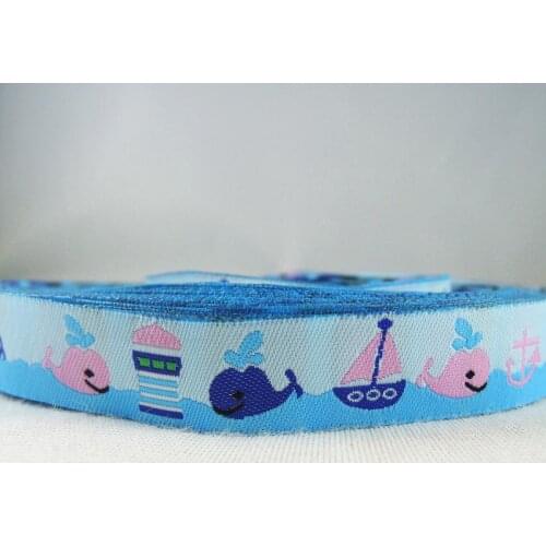 Wholesale 5/8" 16mm Anchor Sailboat whale Woven Jacquard Ribbon DIY Sewing Trims Lace 10Yards/lot 100% Polyester Ribbons CX13
