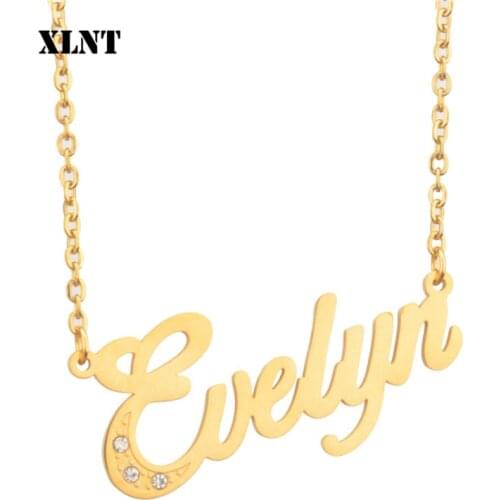 XLNT Evelyn Name Necklace Custom Necklaces Personalized Name Necklaces Personality Letter Choker Necklace for Women Girls Mother