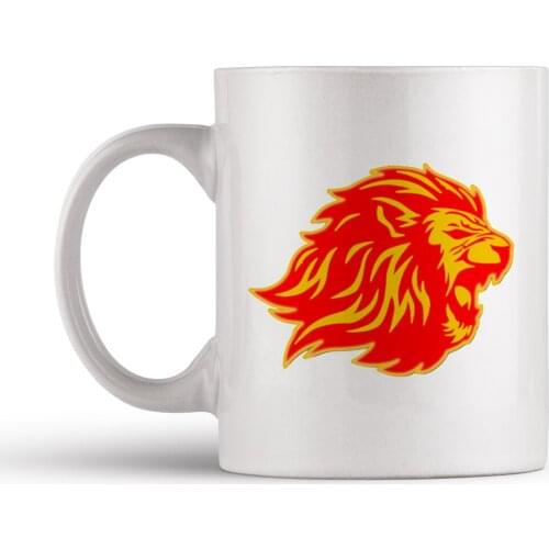 Personalized Red Lion Designed Porcelain Mug Coffee And Tea Cup Professional Design Gifts