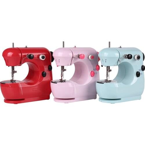 INNE Mini Sewing Machine 2 Speed Double Thread Portable Electric Household Multifunction With Table Light Cutter Foot Pedal DIY