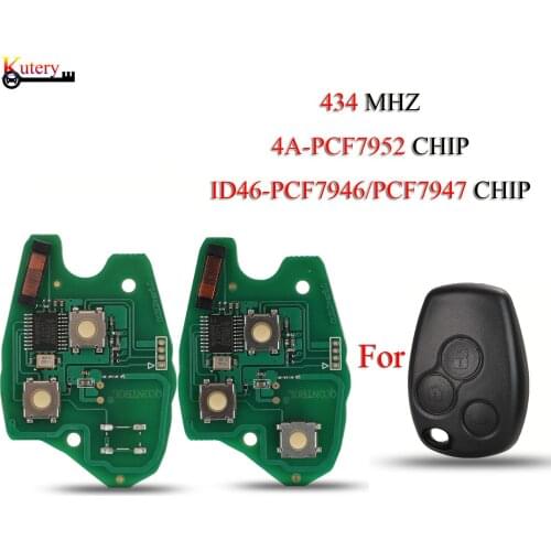 Kutery Remote Car Key Circuit Board For Renault Duster Modus Clio 3 Twingo DACIA Logan 2/3 Buttons 434MHz 4A PCF7952 Chip
