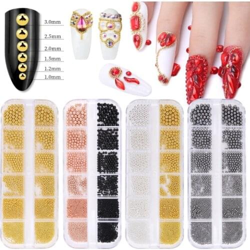 Q1QD Nail Caviar Beads Metal Nail Beads 3D Nail Art Gems Beads Nails Supplies Nail Art Accessories for Women Manicure Decor