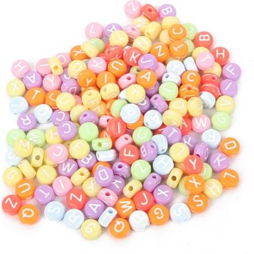 200Pcs Mixed Colorful Letter Acrylic Beads 7mm For Jewellery Marking Loose Spacer Beads Bracelet Necklace Charm Jewelry Finding