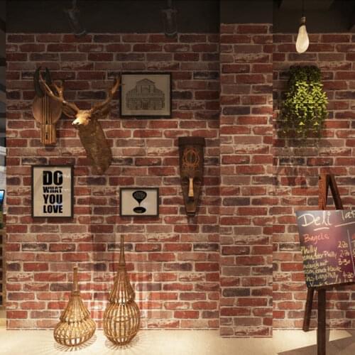 Rustic Vintage 3D Faux Bricks Wallpaper Roll Vinyl PVC Retro Industrial Loft Wall Paper Red Brown Gray Waterproof Washable store