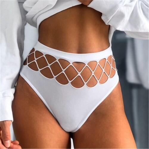 Sexy High Stretch Plus Size Panties Lingerie Thong Underpants Briefs Briefs Women Fishnet Seamless G String Hollow Low Rise