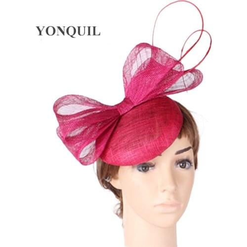 Bride Wedding Marron Hats Sinamay Trim Bridal Hair Fascinators Accessorise Adorned Party Accasion HATS Church Headband MYQ128