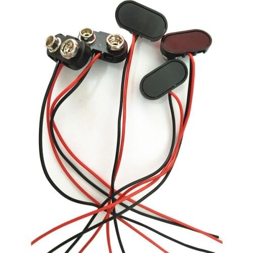 T shape Plastic 9V battery snap connector 9V button connector plastic case copper button with 6'' UL1007 wires,1000pcs/lot