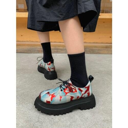 EshtonShero Women Flats Platform Genuine Printing Leather Shoes Woman Loafers Flats Soft Spring Ballerina Shoes Casual Shoes