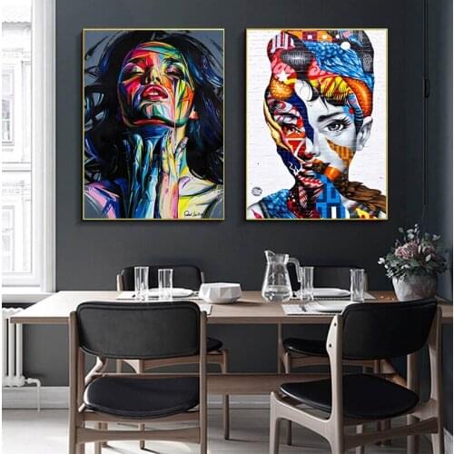 Street Graffiti Wall Art Canvas Prints Abstract Pop Art Girls Watercolor Canvas Paintings On The Wall Pictures For Home Decor