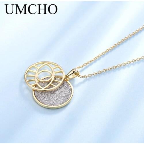 UMCHO Classic 925 Sterling Silver Round Pendant Necklace Party Necklace Jewelry For Women Birthday Gifts Fine Jewelry Wholesale