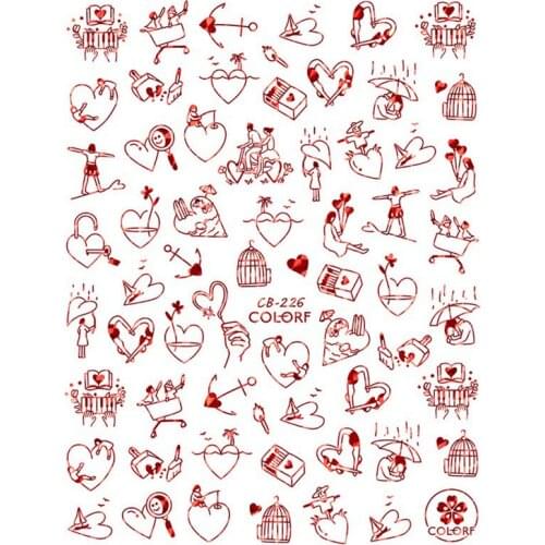 UPRETTEGO SUPER THIN SELF ADHENSIVE 3D NAIL ART NAIL SLIDER STICKER GOLD SILVER BLACK WHITE LOVE VALENTINE GIRL PAINT CB223-226