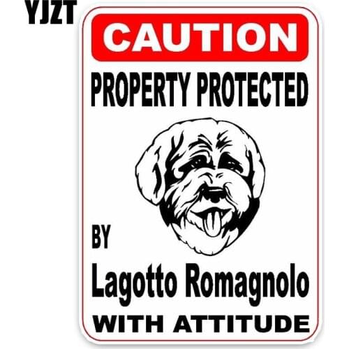YJZT 15*11.4CM Property Protected By Lagotto Romagnolo Dog Car Decoration Bumper Window Sticker C1-4729