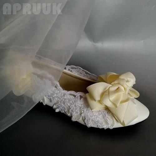 Womens lace flats shoes champagne rose flower sweet design bridal wedding flats shoes plus size ladies bridesmaid party shoe