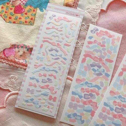 1pc Soft Creamy Bow Ribbon Heart-Shaped balloon Laser Decorative Sticker