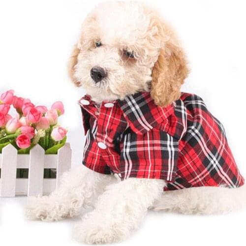 2018 Spring/Summer Fashion Dog Plaid Shirts Vests Casual Cotton Pet Dogs Clothes 3 Colors Cool Lapel T Shirt For Puppy Cats Tops