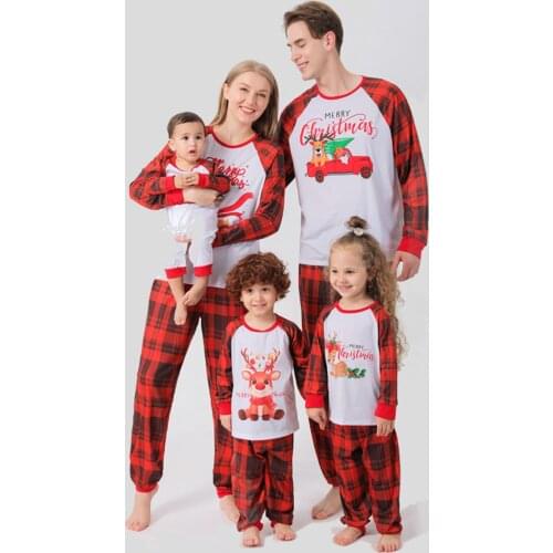 2021 Family Matching Clothes Mother Daughter Cartoon Christmas Printed Pajama Set Homewear Kids Sleepwear Pyjamas Women Pijamas